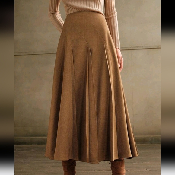 Women's Asymmetrical Pleated Design Commuting Elegant Elegant Woven Skirt